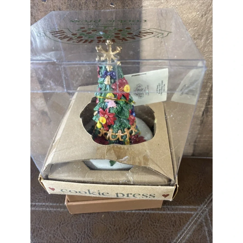 Vintage 1997 Shaker‎ Hearth Christmas Tree Cookie Press Hand Painted Ceramic